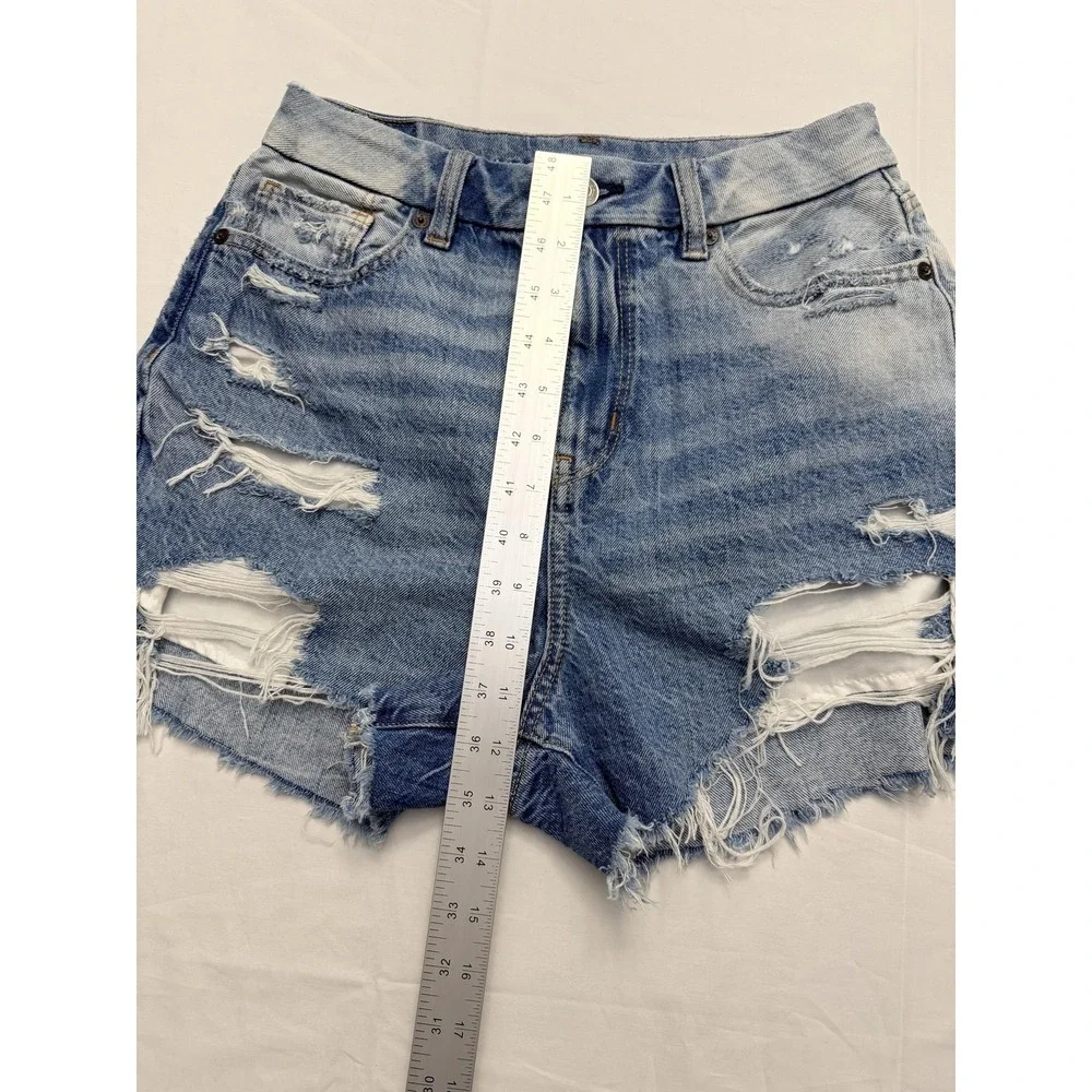 American Eagle Outfitters Shorts Womens 2 Blue‎ Denim Distressed Cutoff Raw Hem